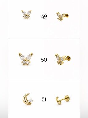 Gold Screwbacks 49-72
